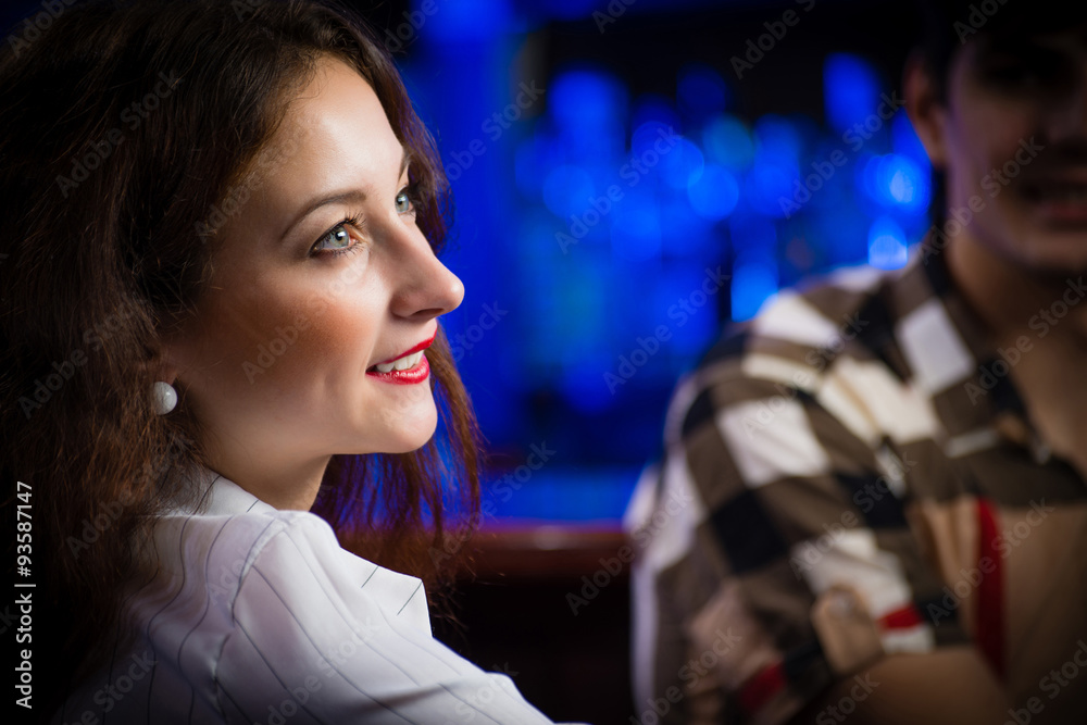 young woman in a bar