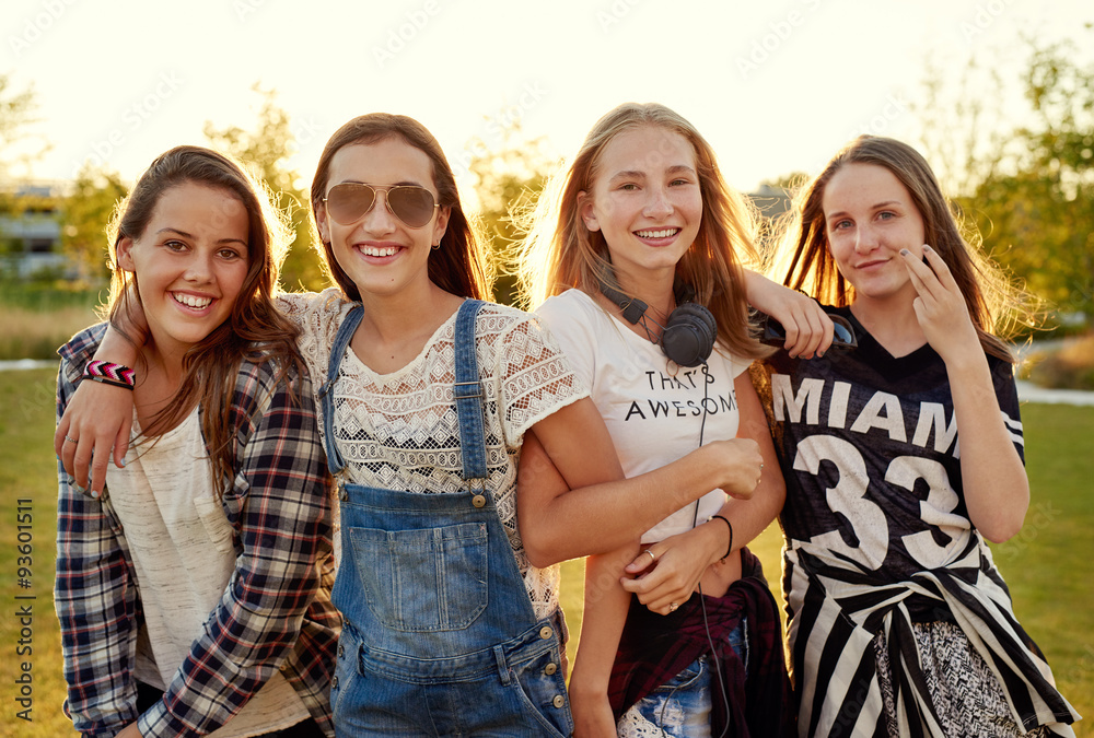 Group of teenage girls hanging out