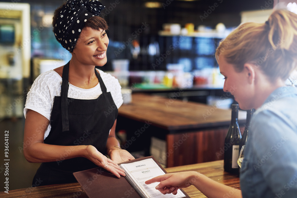 Customer checking a wine menu