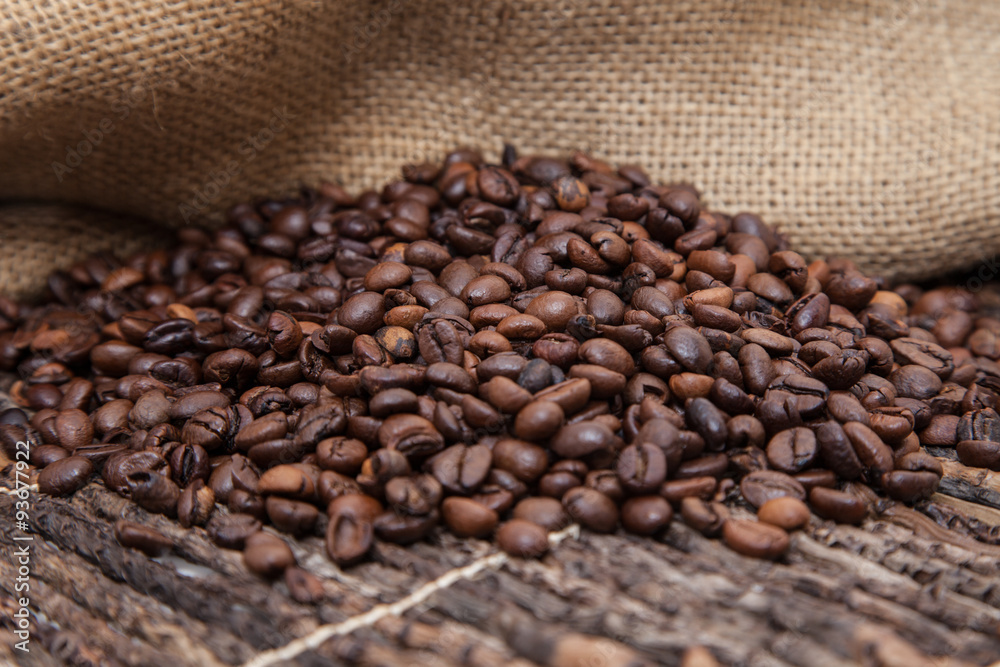 Pile of fresh roasted coffee beans