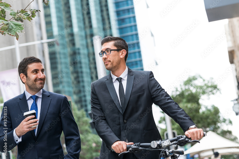 Two businessmen having walk