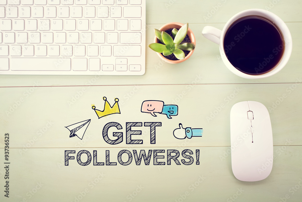 Get Followers concept with workstation