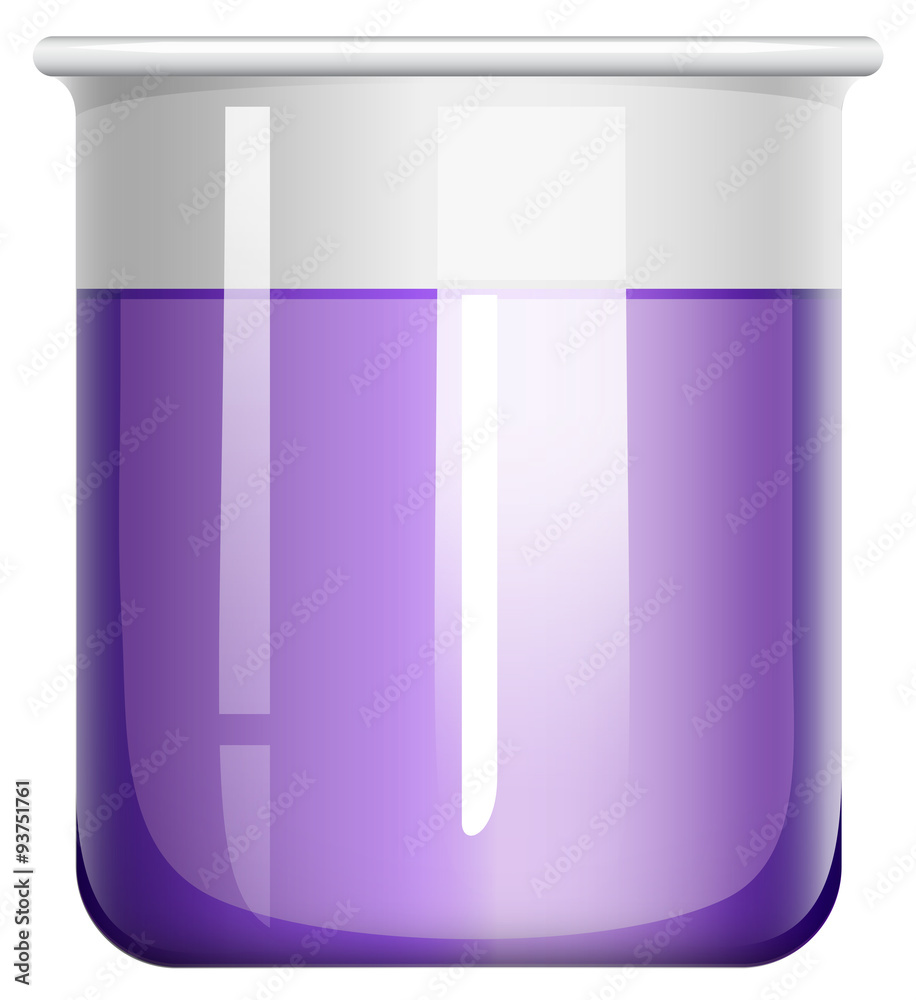 Purple liquid in glass beaker