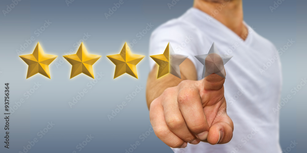 Young man rating stars