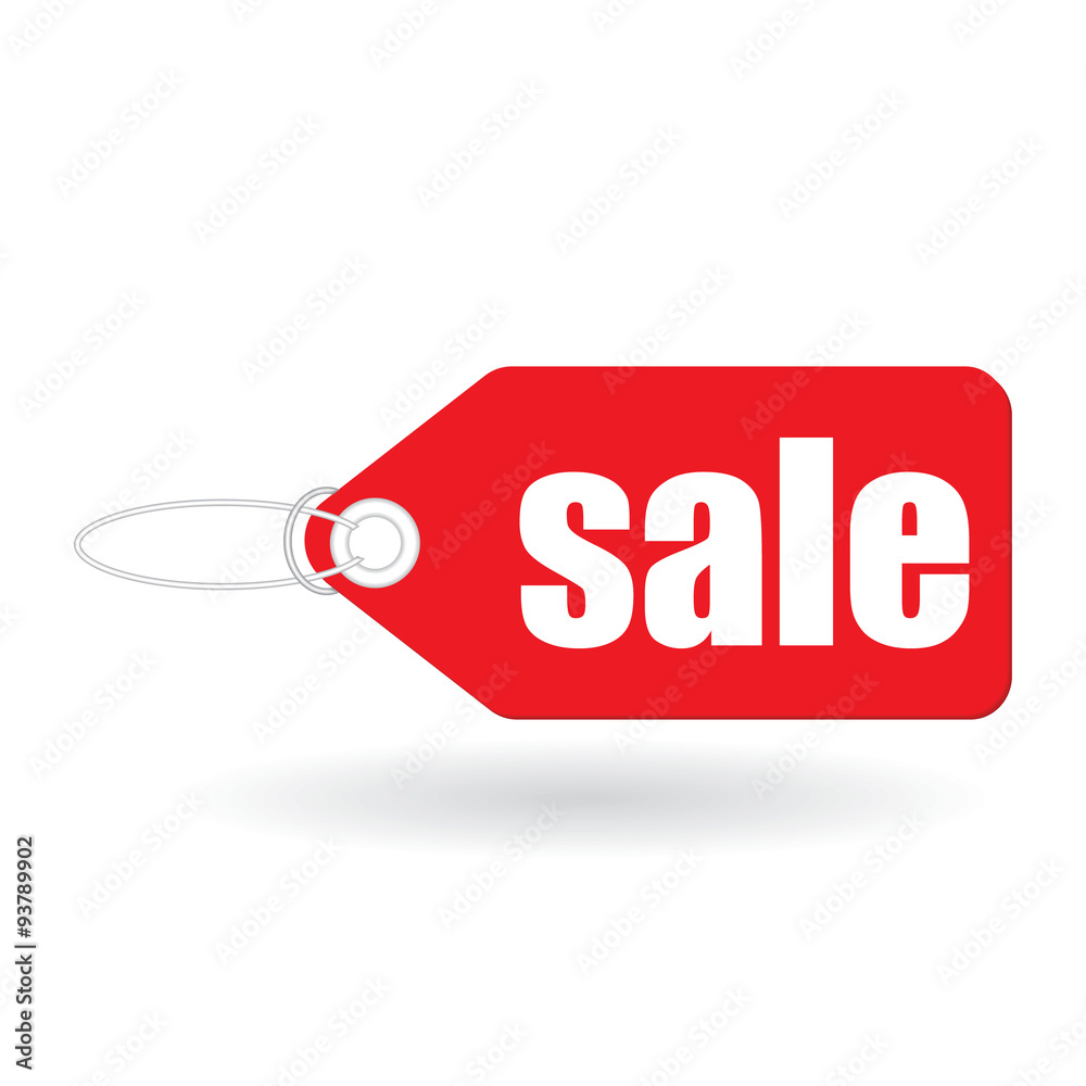 SALE poster labels with letters on red background