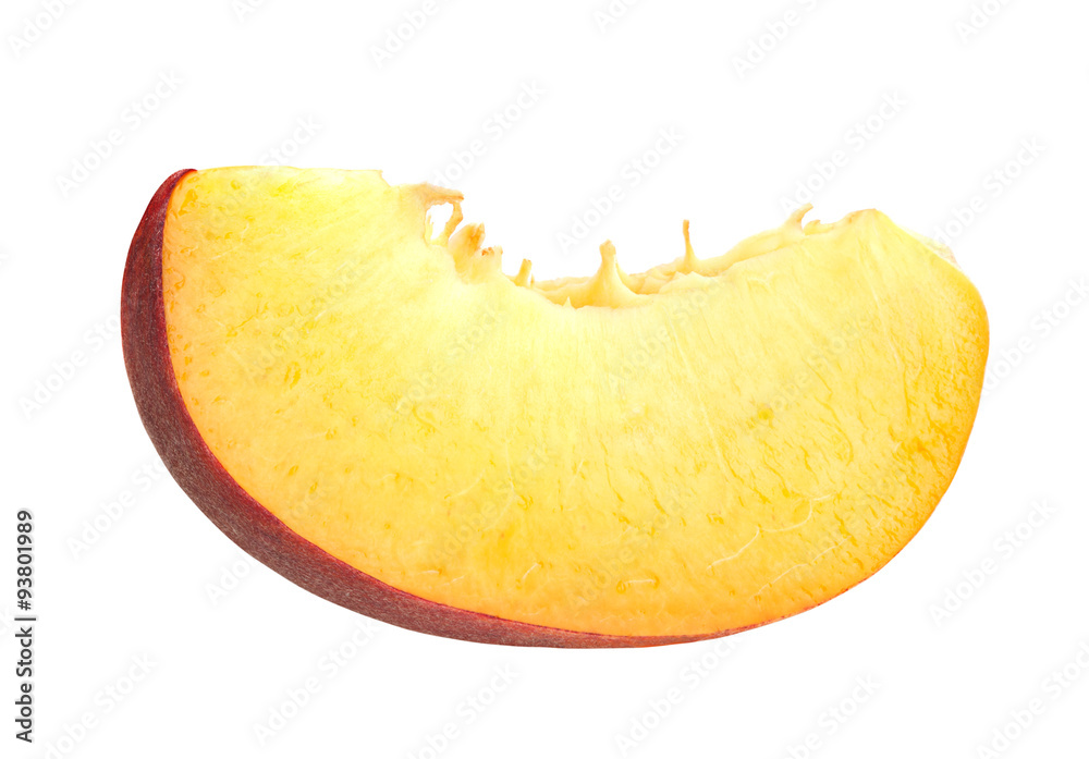 Peach slice on white