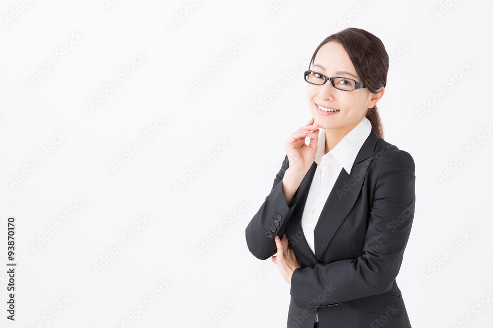 portrait of asian businesswoman on white background