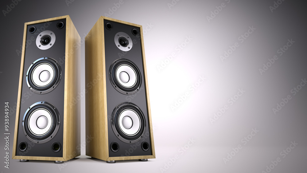 Two Big Audio Speakers boxes with empty space –  advertisement, music, concert, audio concept