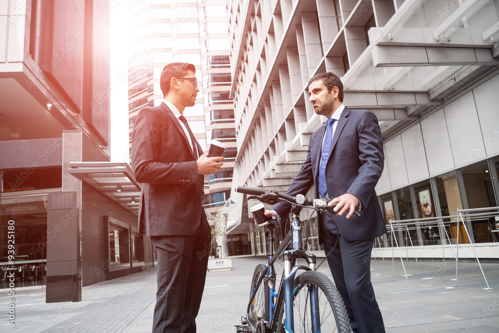 Two businessmen having walk