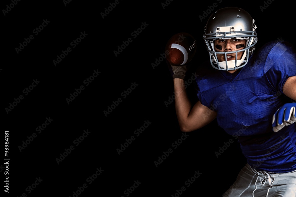 Composite image of american football player throwing ball