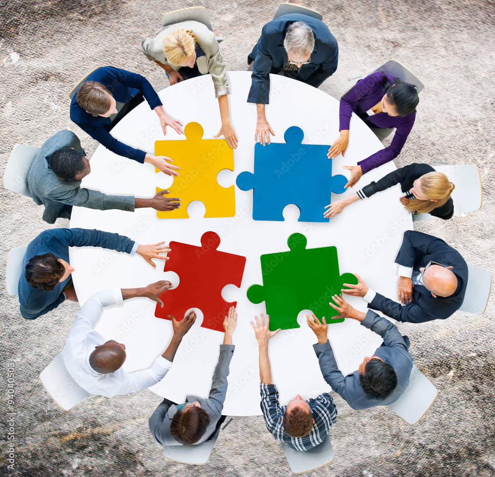 Business People Jigsaw Puzzle Collaboration Team Concept