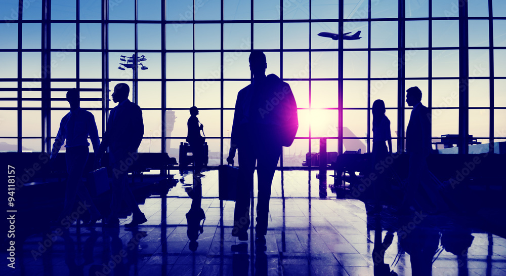 Back Lit Business People Traveling Airport Passenger Concept