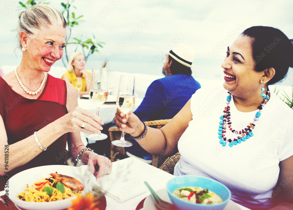 Diverse Neighbors Drinking Party Rooftop Concept