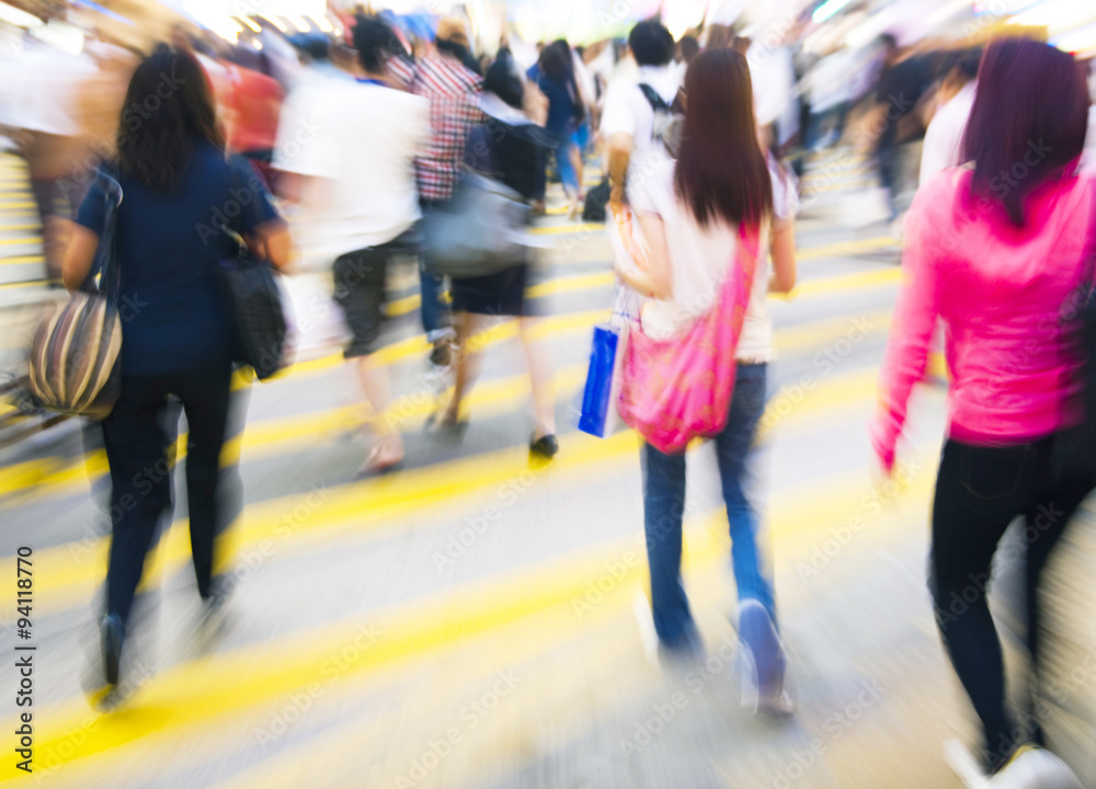 People in Hong Kong Cross Walking Concept