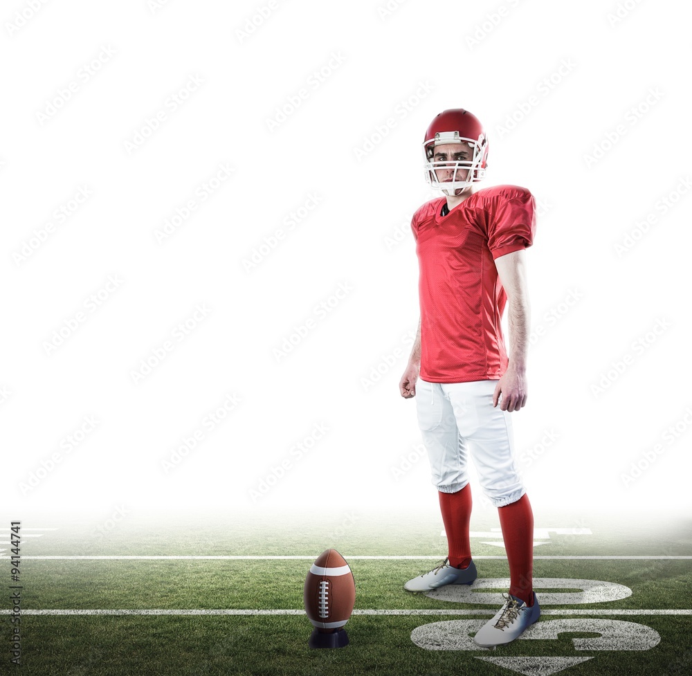 American football player ready to kick ball