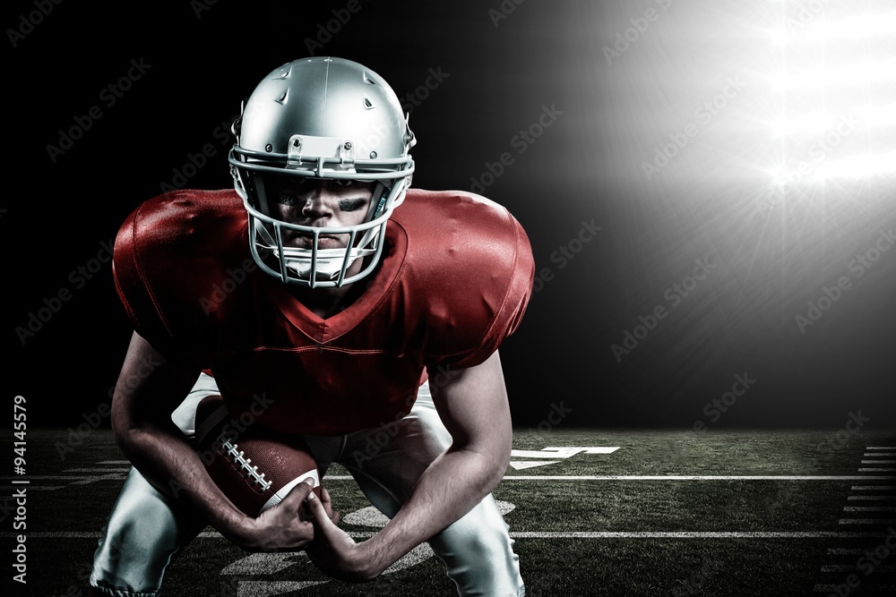 Composite image of portrait of american football player