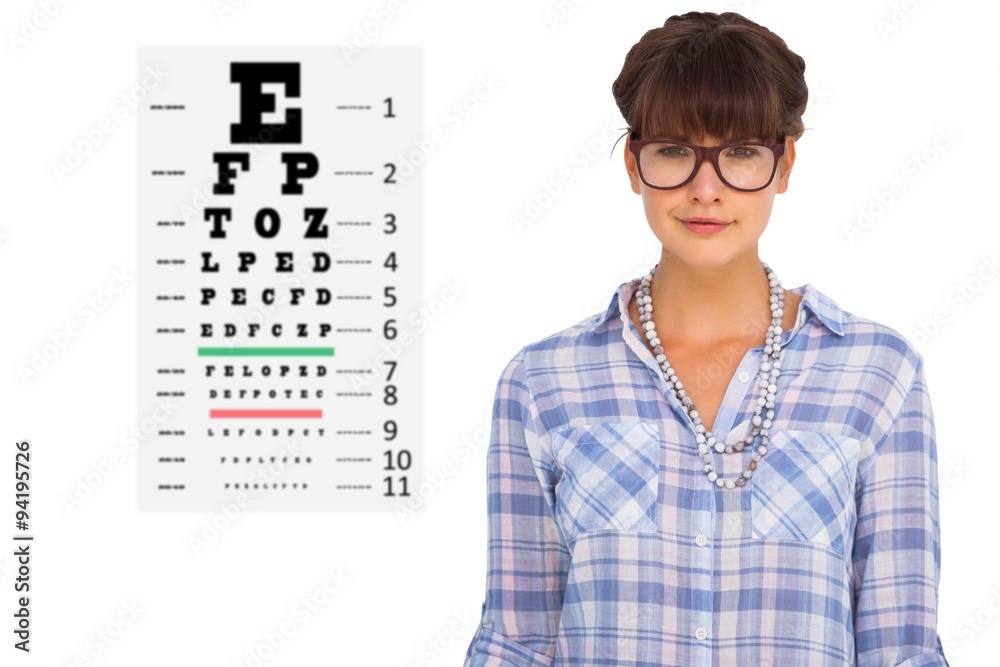 Composite image of pretty woman in glasses