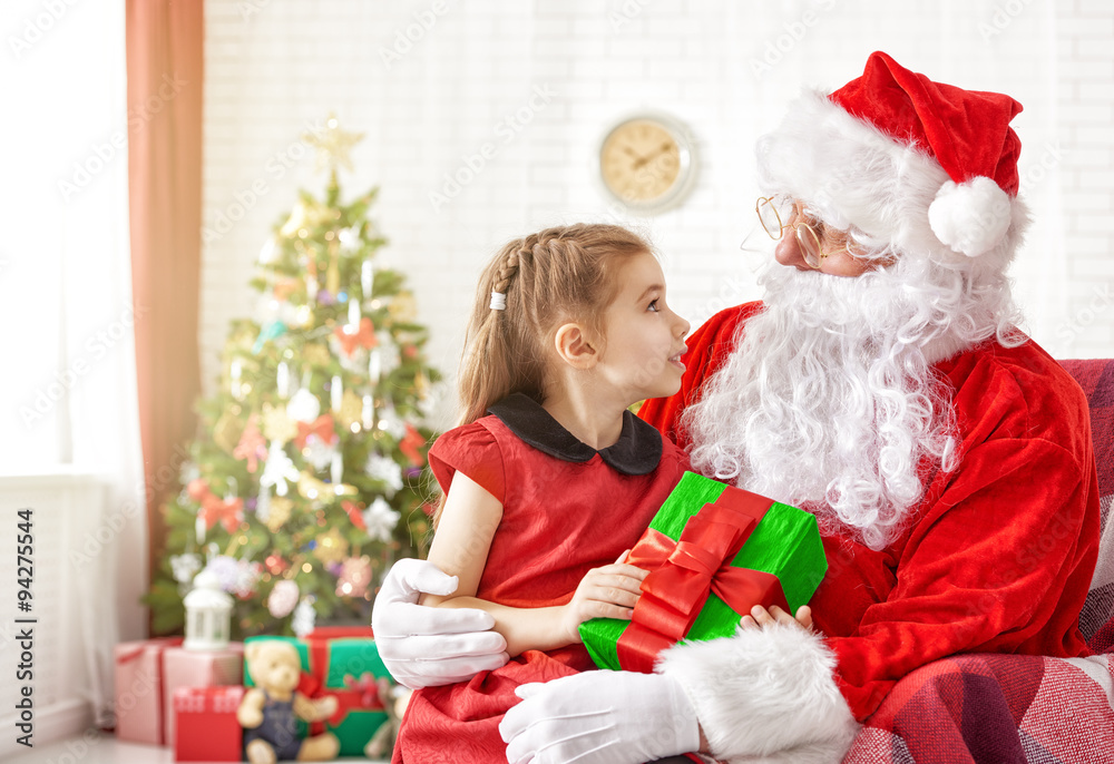 Santa Claus and little girl