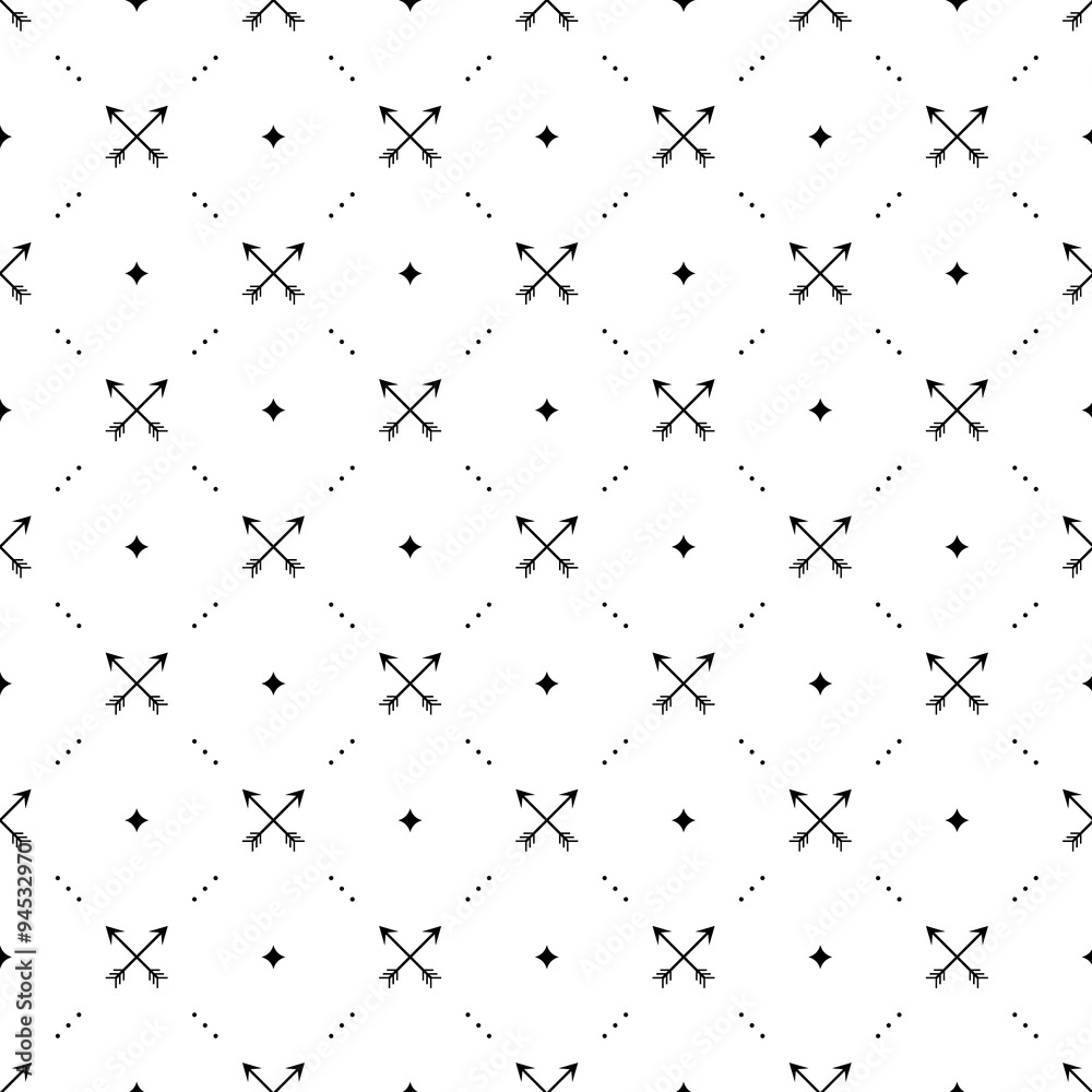 Seamless vector black pattern with crossed arrows