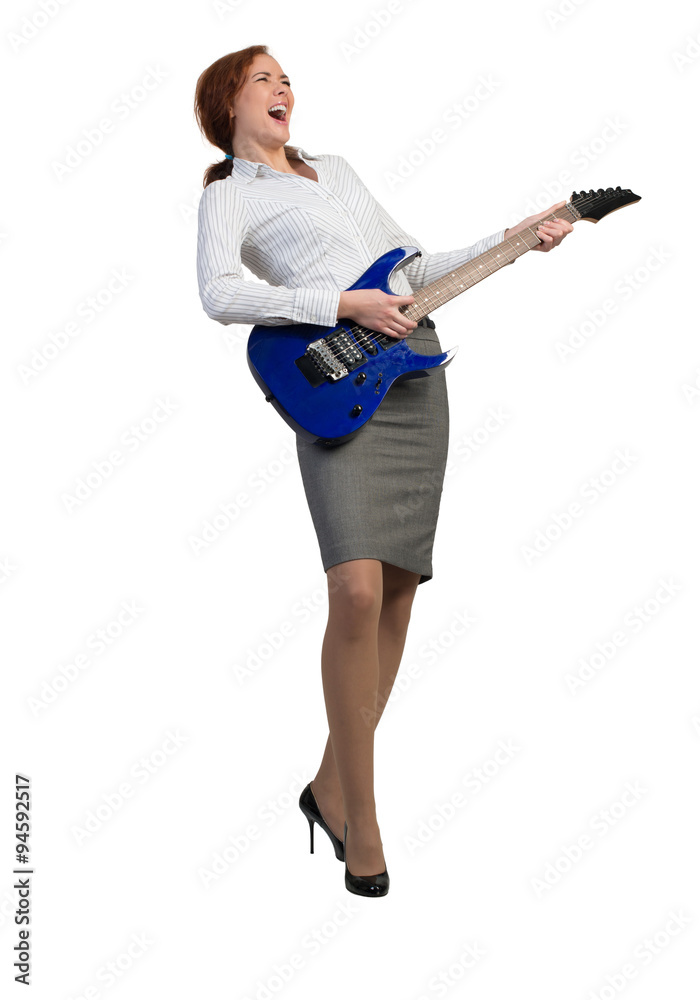 Businesswoman with guitar