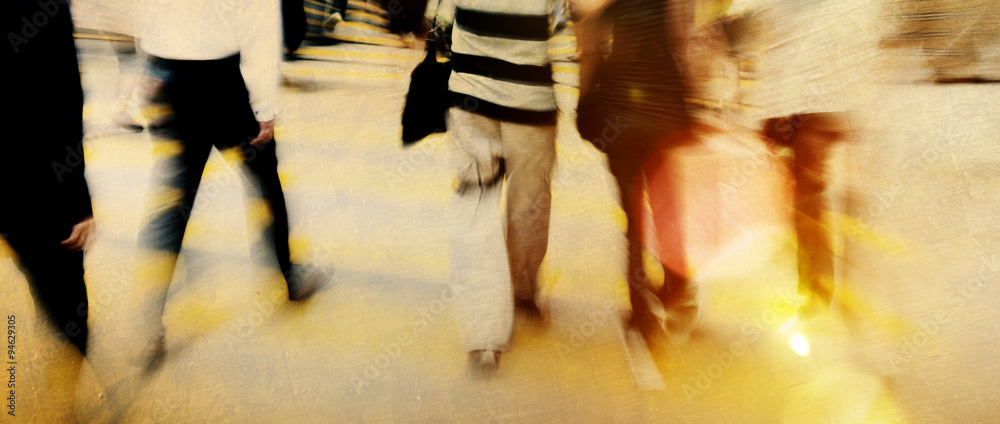 People in Hong Kong Cross Walking Concept