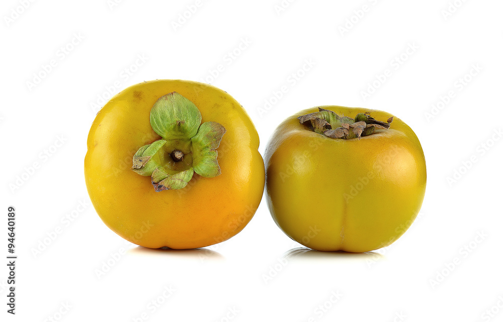 Persimmon fruit on white background