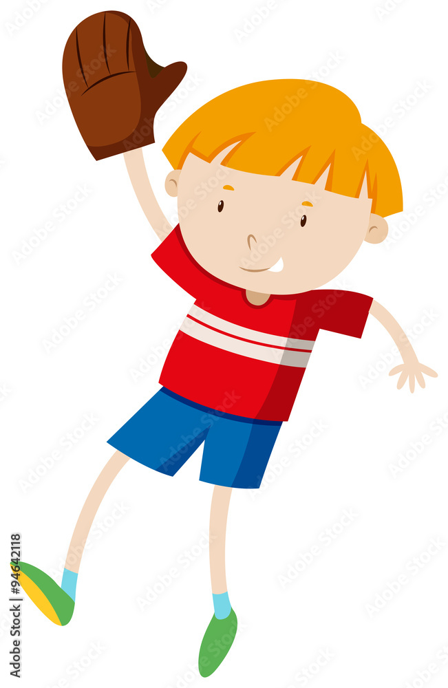 Little boy with baseball glove