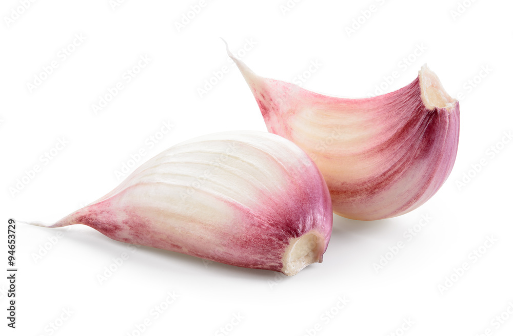 Garlic cloves isolated on white background. With clipping path.