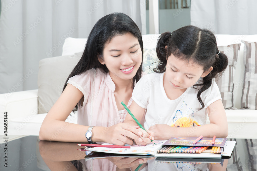 family, children and happy people concept - mother and daughter