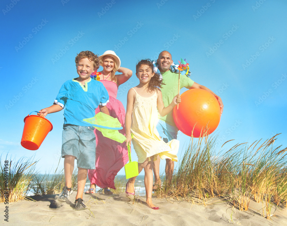 Cheerful Family Bonding Beach Togetherness Joyful Concept