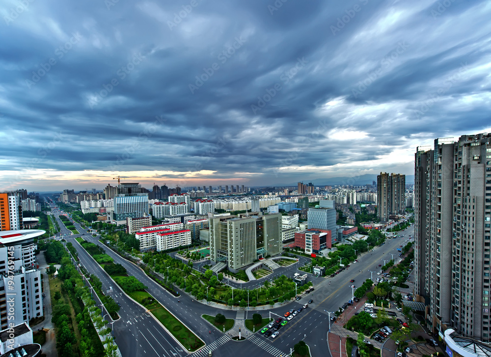 城市之夜鸟瞰图