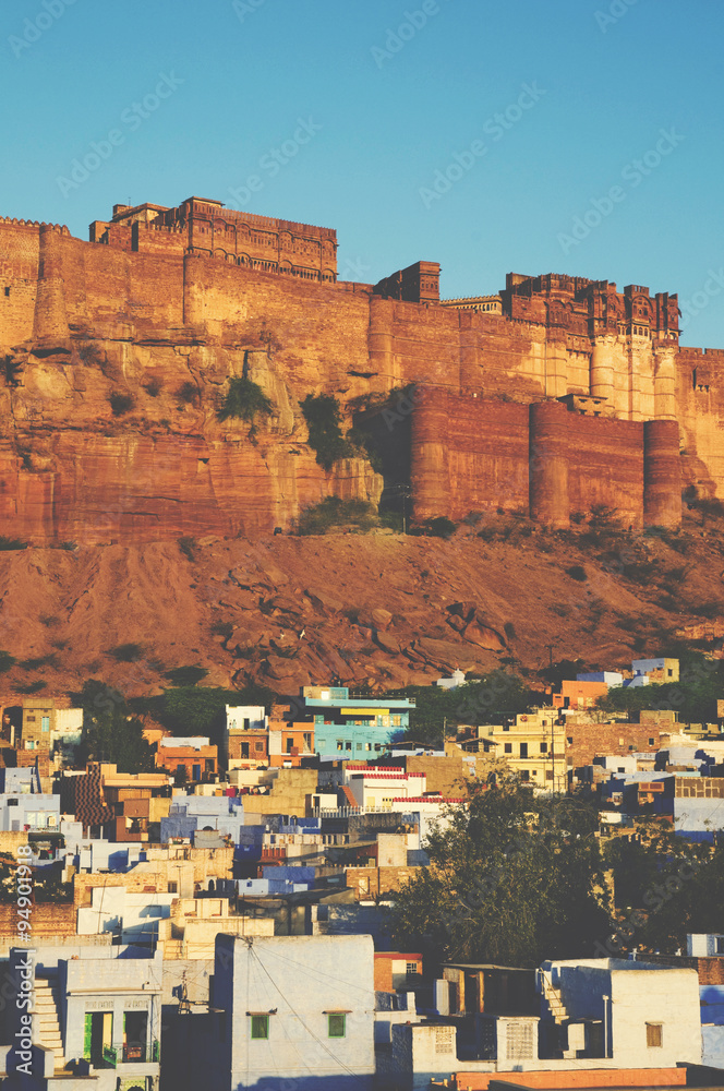 Mehrangarh Fort Jodphur印度城市景观宁静概念