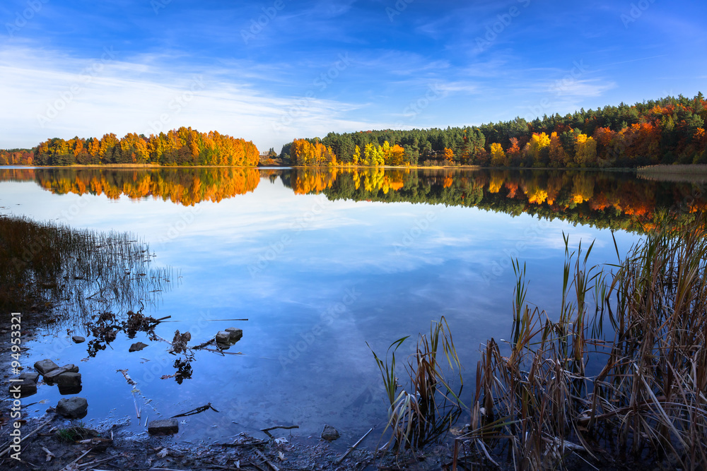 Autumn at the lake in Poland