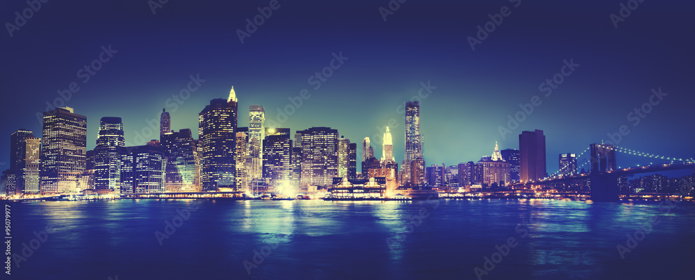 New York City Panorama Night Concept