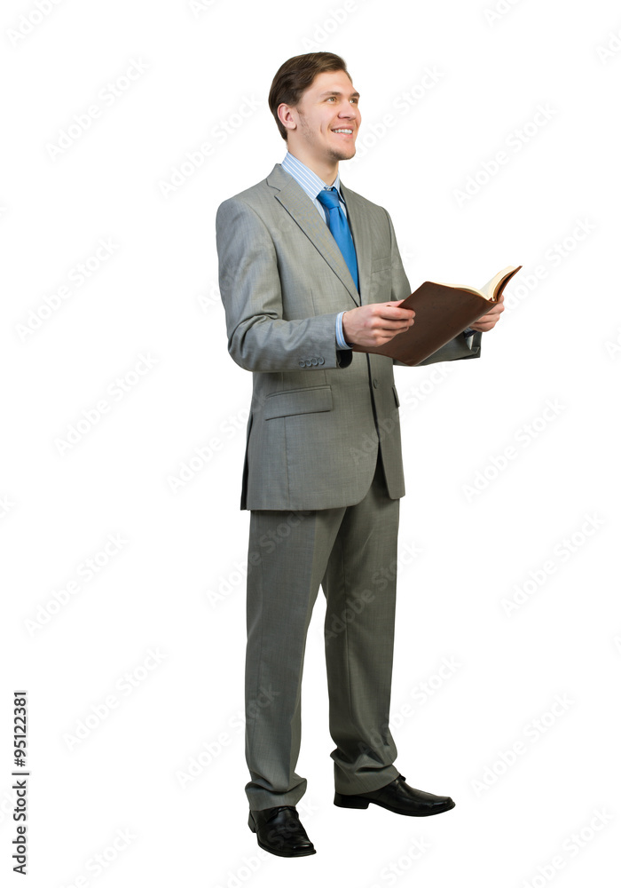 Businessman reading book