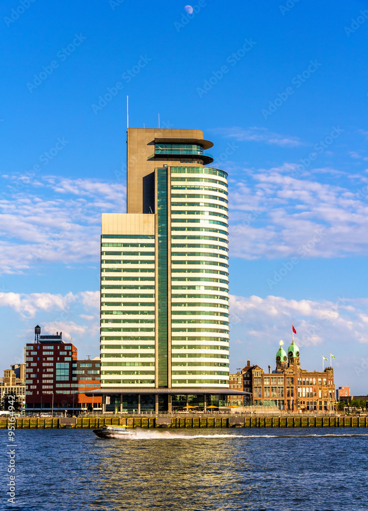 Buildings on the embankment of Rotterdam - the Netherlands