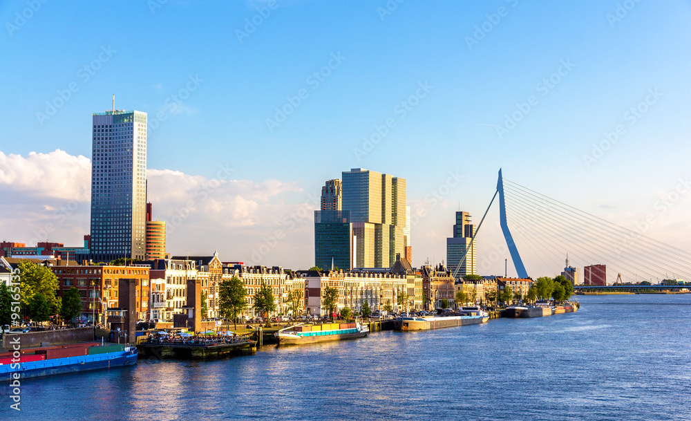 Buildings on the embankment of Rotterdam - the Netherlands