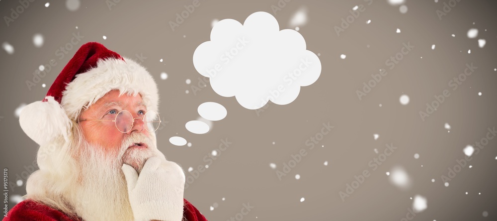 Composite image of santa is thinking about something