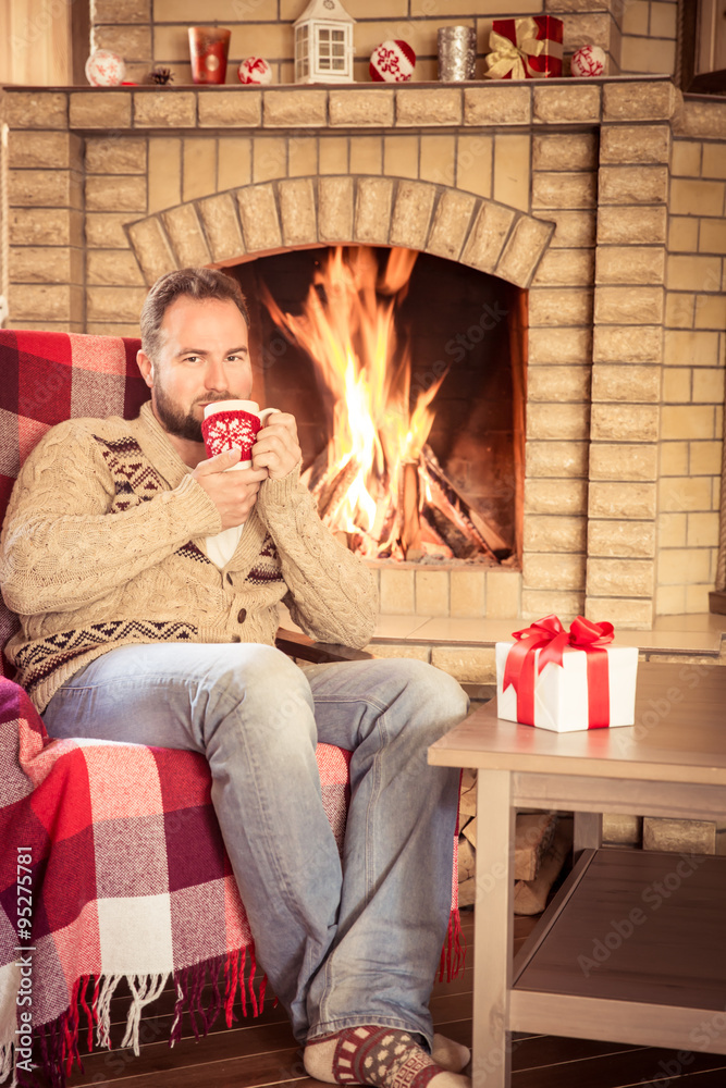 Man relaxing at home