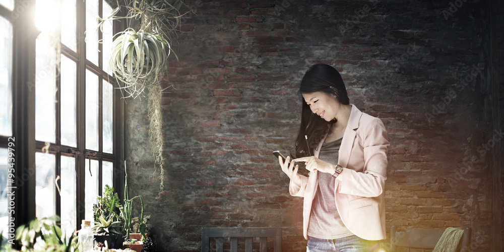 Businesswoman Secretary Using Mobile Phone Concept