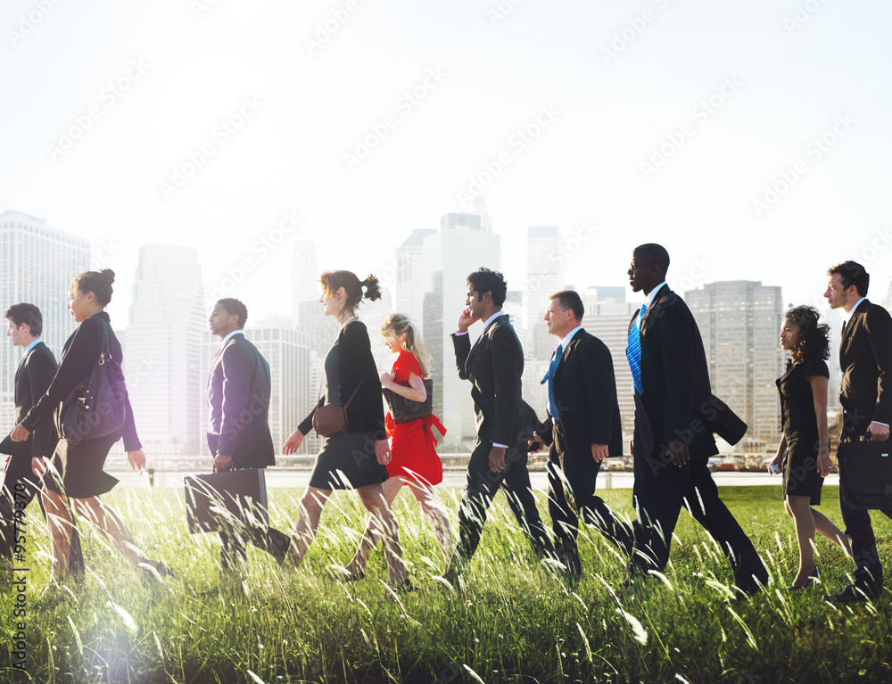 Business People Commuter Walking Travel Corporate Concept