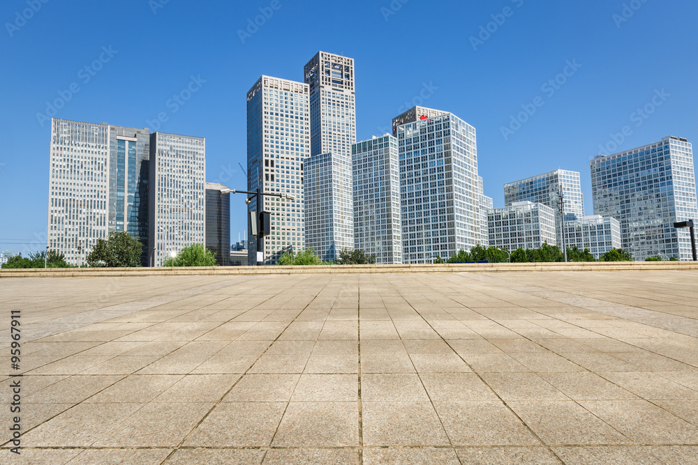 商务市中心和城市广场的办公楼景观