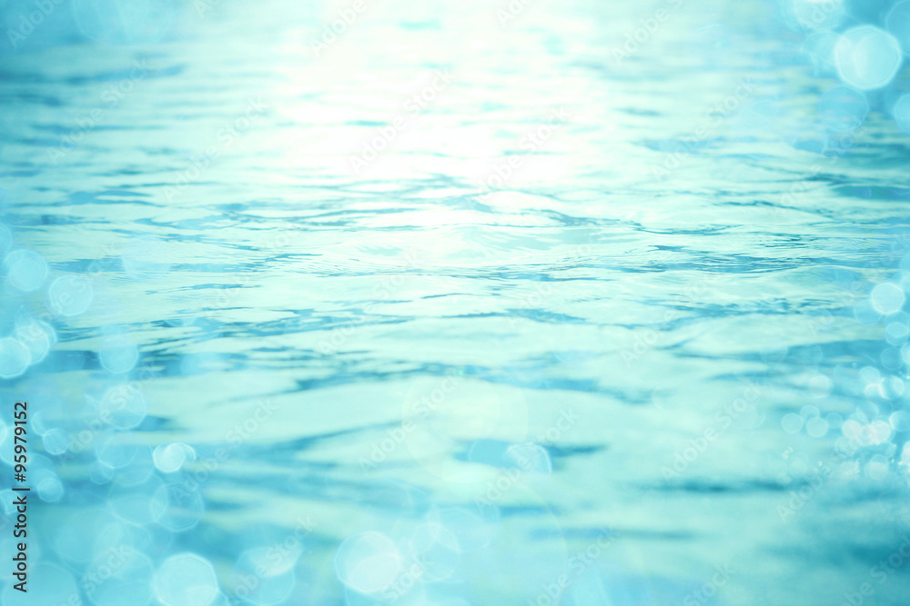 close up the fresh blue sea water surface with sweet soft bokeh