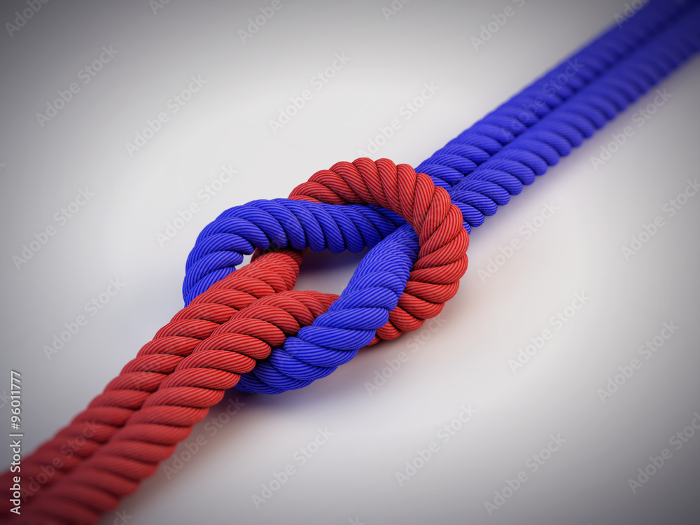 two different ropes with knot