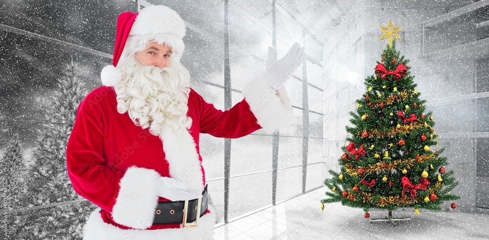 Composite image of portrait of santa claus showing