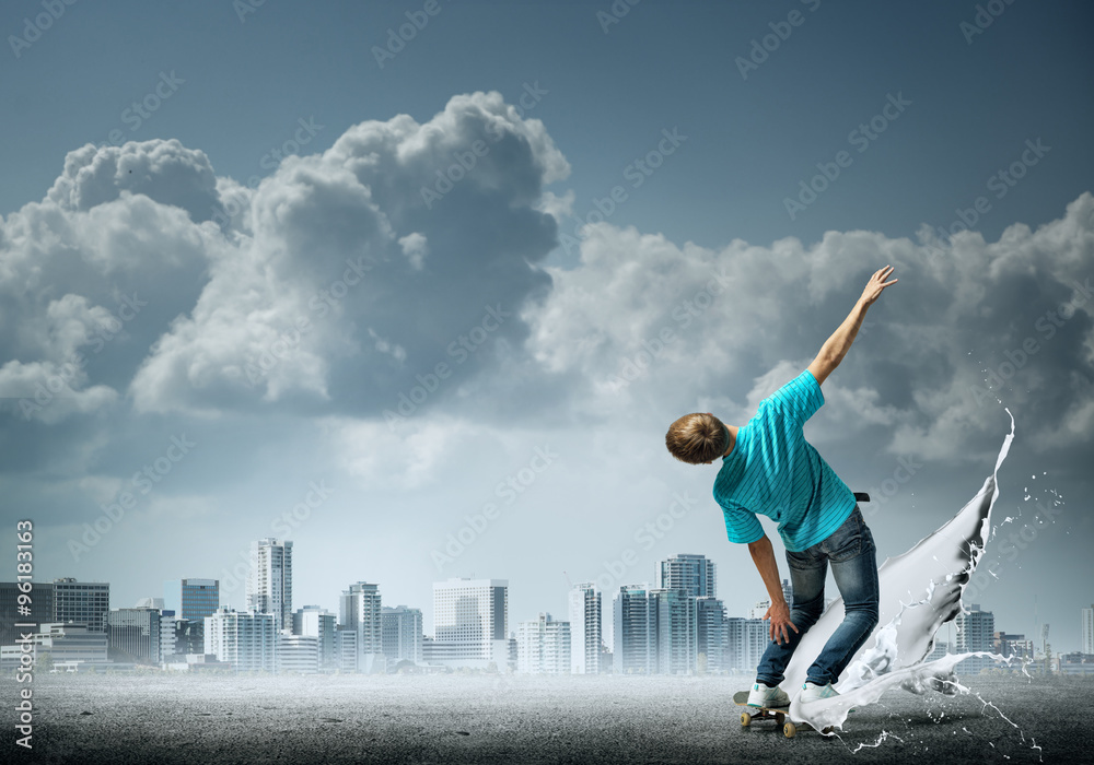 Teenager boy on skate