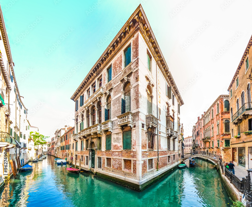 Beautiful romantic scene in the channels of Venice, Italy