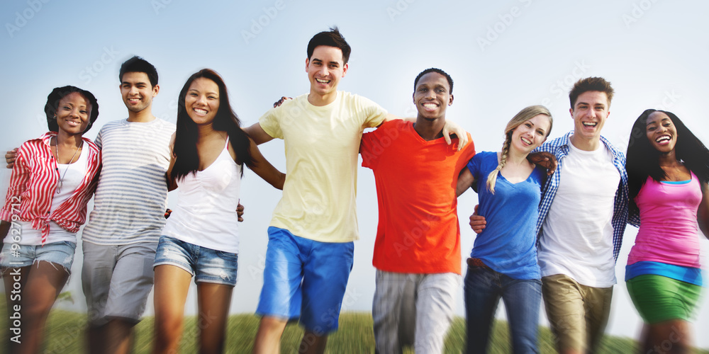 Group Friends Outdoors Diversed Cheerful Fun Concept