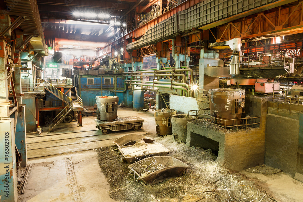 Metal smelting Steel mills factory scene