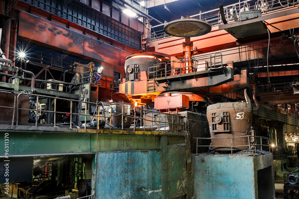 Metal smelting furnace in steel mills